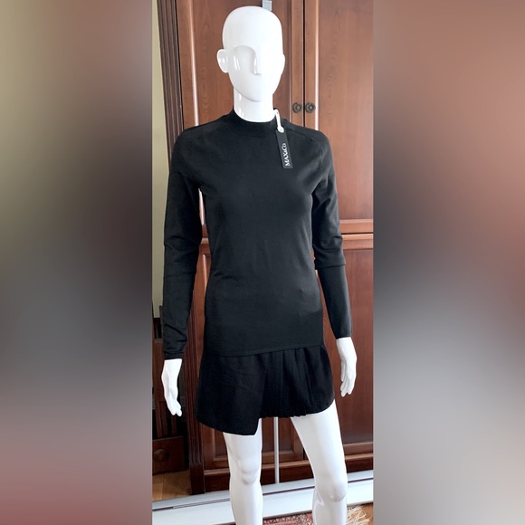 NWT Max Mara black knit mock-neck top long sleeves large slit opening back neck - Picture 3 of 12